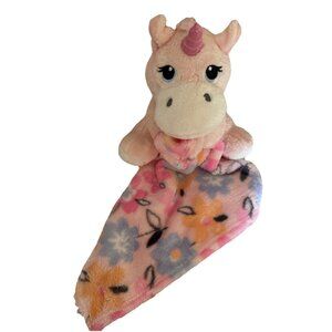 Little Beginnings Unicorn Plush w/Lovey Security Blanket Pink Floral Toy